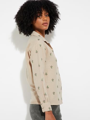 Max Alaya F x URB_N Women Embroidered Shirt (Beige_XL)