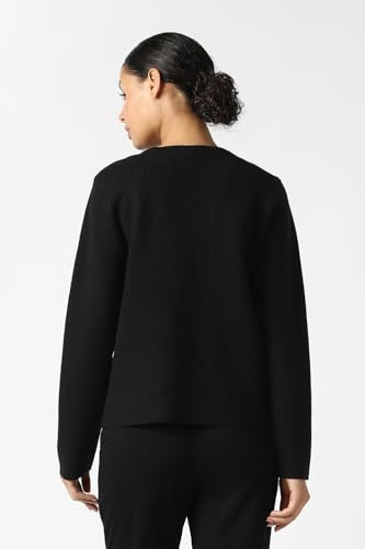 Women Black Solid Round Neck Sweater