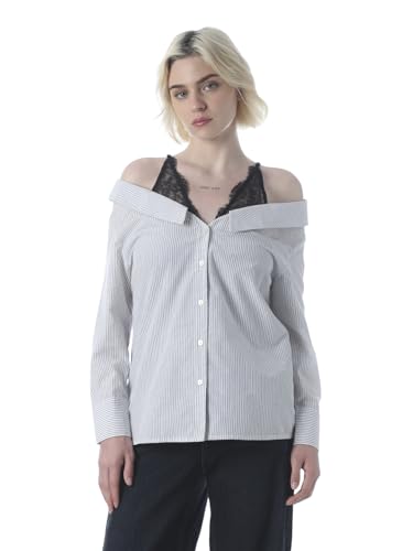 ONLY Women's Striped Regular Fit Blue Shirt