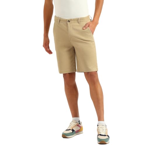 United Colors of Benetton Solid Slim Fit Chinos Shorts (Size: 32)-25P4CTWB1003I902 Khaki