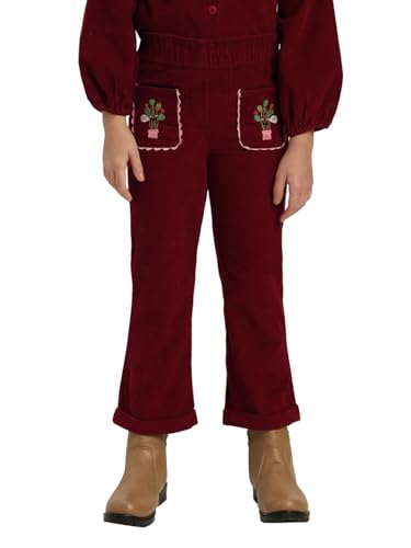 VERO MODA Girl Mid Rise Regular Fit Maroon Pants