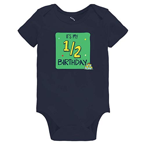 Zeezeezoo Navy Half Birthday Onesie for Baby (6-12 Months)