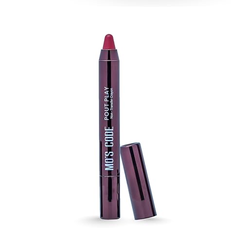 MO'S CODE-Pout Play-Non Transfer Crayon |Waterproof & Smudgeproof|Long wearning|Hydrating|Enriched with Vitamin E, Jojoba Oil, Shea Butter| 3 gm|