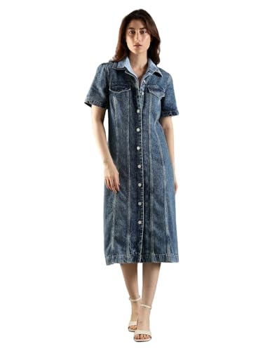 Lyocell Spread Collar Lace Dress