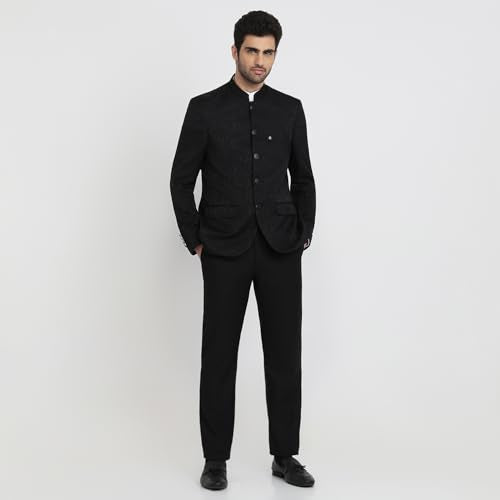 Raymond Black Jacquard Pattern Men Suit
