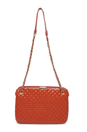 Van Heusen womens Sling Bag with textured single color chain (Rust)