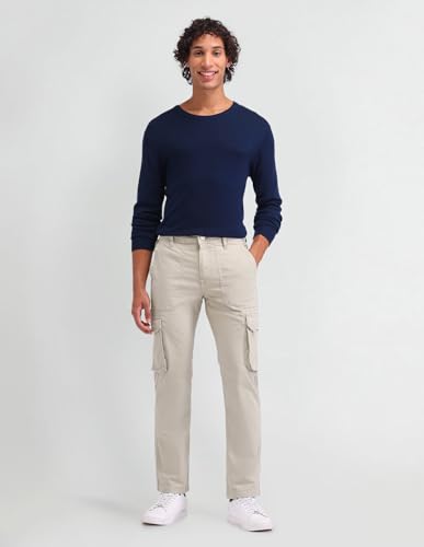 U.S. POLO ASSN. Mens Straight Fit Overdyed Cargos (UDTROO001_Stone_30)