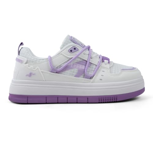 SOLETHREADS Interlace Sneakers for Women | Stylish & Fashionable| Comfortable|Walking Shoes| Lightweight Flexible| Skid-Resistant| Everyday |Casual Shoes for Women|Purple/White|UK 4