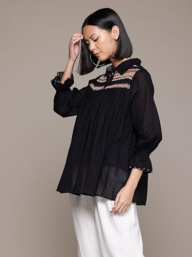 Ritu Kumar Black Solid Cotton Shirt