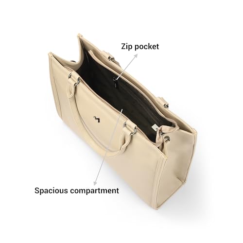 Metro Women Beige Casual PU Soft Body Zipper closure Solid Tote Bag (66-719)