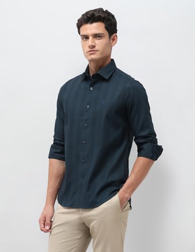 U.S.Polo Association Men's Tailored Fit Dobby Shirt (USSHTP1334_Teal_44)