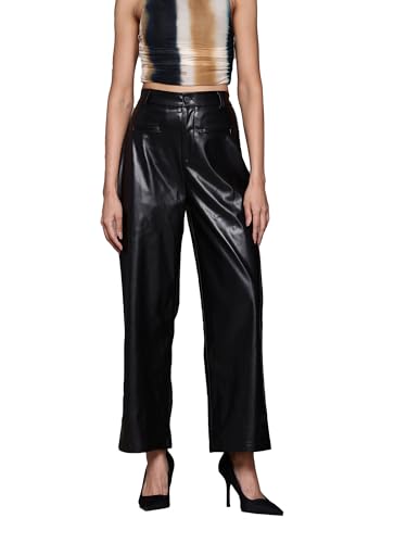 Label RITU KUMAR Black Emma Faux Leather Pant