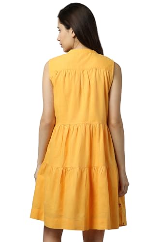 Allen Solly Women's Cotton Modern Above The Knee Dress (AHDRCRGB351642_Yellow