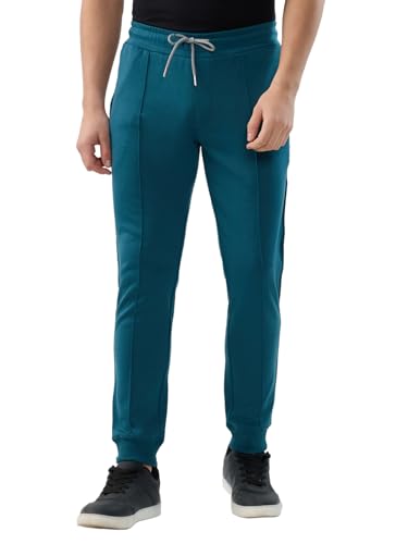 Park Avenue Men Slim Fit Solid Pattern Cotton Polyester Blend Flat Front Casual Jogger Pant