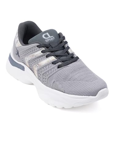 Carlton London Women L Grey Comfortable Lace-Up Snakeer with Heels, for for Casual, Walking & Daily Use (39)