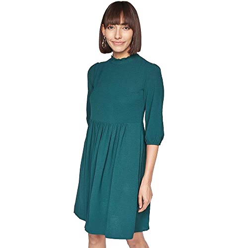 AND Women's Polyester A-Line Short Length Dress (FW21AS058DRCEYGreen_Green_12)