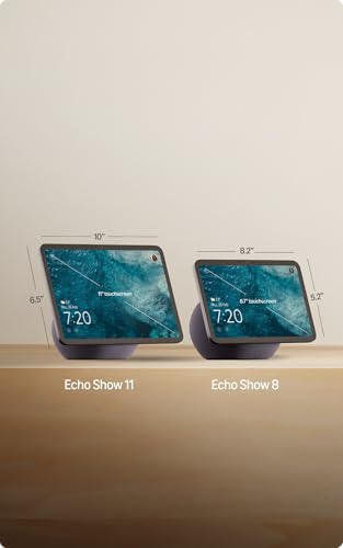 Amazon Echo Show 11 (newest model), vibrant 11" Full HD display with spatial audio & Alexa, new sleek design, smart home controls, 2x bass speaker, 13 MP camera, bluetooth, Glacier White