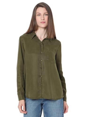 VERO MODA Womens Regular Fit Green Shirt