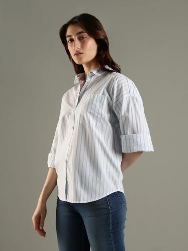 Tommy Hilfiger Striped Relaxed Fit Cotton Shirt Light-Blue