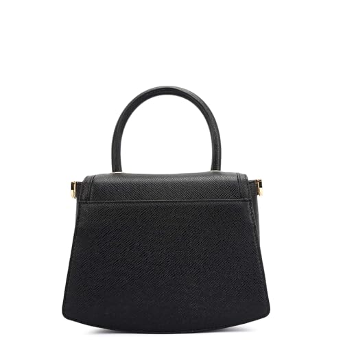 Da Milano Leather Black Satchel Bag for Women (01019SOL)
