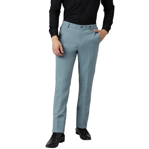 SUBTRACT Men 4 Way Stretch Wrinkle Free Slim Fit Formal Trouser in PowderBlue with 2 Inch Flexible Waistband | Men's Trousers for Office Or Party (PowderBlue,38)