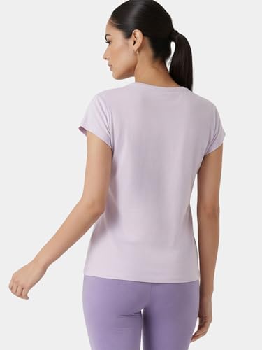 Enamor Pull on Sleeveless Crew Neck Regular Length Cotton T-Shirt for Women with Embroidery Details, Relaxed Fit - E3G7