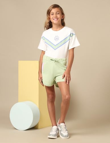 U.S. POLO ASSN. Girls Solid Regular Fit Shorts (UGSRT0126_Light Green_2-3Y)