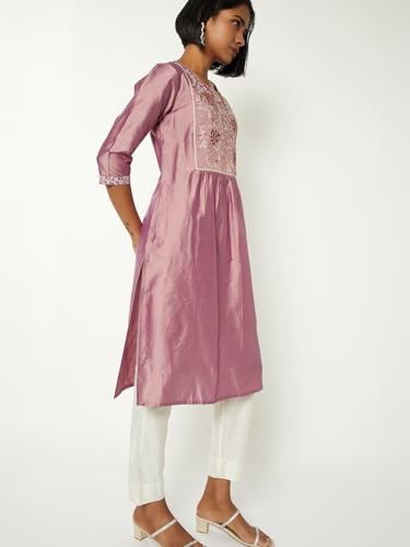 Max Women Embroidered Straight Kurta (Purple_XL)