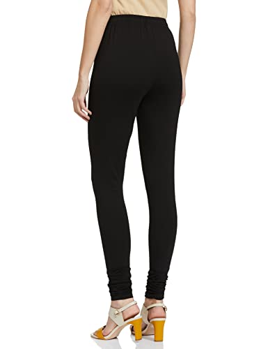Max Women Solid Mid Rise Elasticated Regular Fit Churidar (Nooskc21Bl_Black_XL)