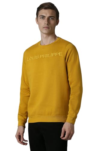 Louis Philippe Men Casual Yellow Embroidered Sweatshirt