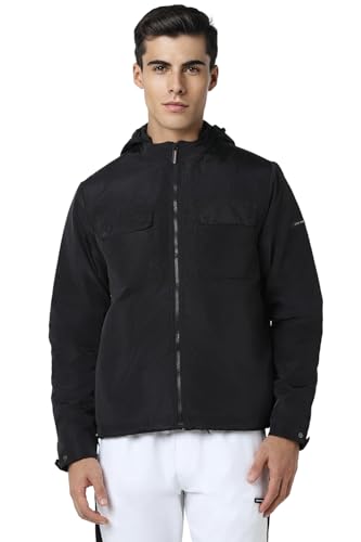 Van Heusen Men Black Solid Casual Jacket