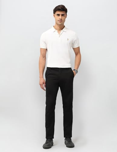 U.S.Polo Association Men's Textured Denver Slim Fit Trousers (USTRO012D_Black_30)