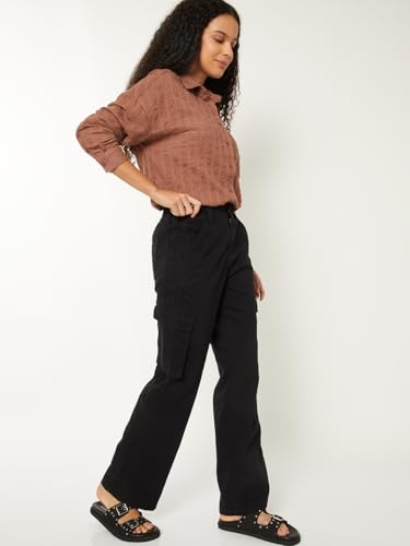 Max Women Solid Cargos (Black_XS)