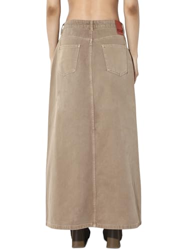 ONLY Women's Solid Flared Fit Mid-Rise Brown Skirt