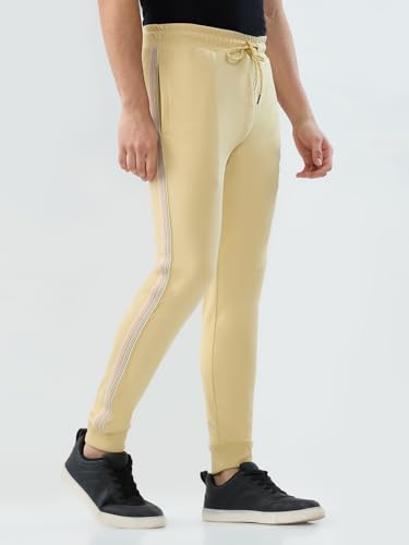 Park Avenue Men Slim Fit Solid Pattern Cotton Polyester Blend Flat Front Casual Jogger Pant
