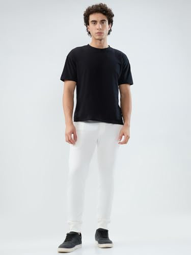 Park Avenue Men Slim Fit Solid Pattern Cotton Polyester Blend Flat Front Casual Jogger Pant