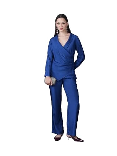 JISORA Women's Russian Silk Co-ord Set 2RCS3016-S Blue S