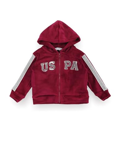 U.S. POLO ASSN. Girls Lurex Tape Velour Sweatshirt Maroon