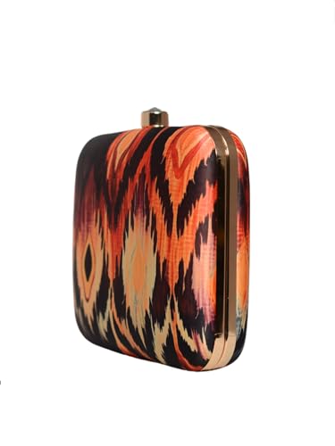 Artklim Multicoloured Ikkat Printed Clutch