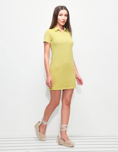 U.S. Polo Assn. Women Women's Textured Fitted T-Shirt Dress (UWSS26DRS228_Mustard_XL)