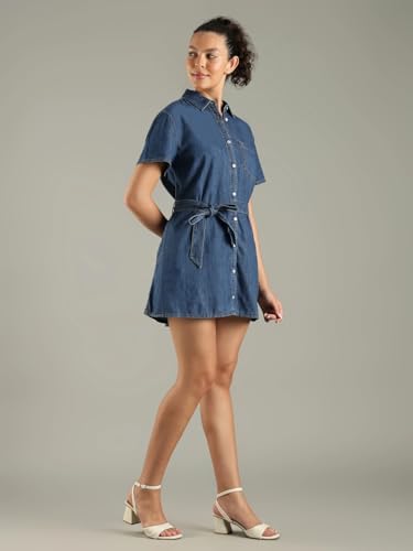 Cotton Spread Collar Shirt Dress