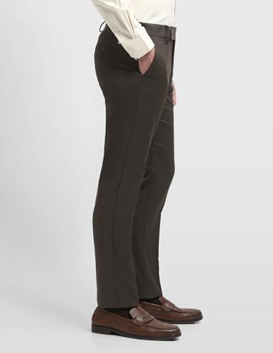 Arrow Men's Hudson Regular Fit Dobby Trousers (ARALTR2085_Dark Brown_38)