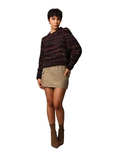 ONLY Women's Acrylic Blend Round Neck Pullover Sweater (15259443- Black