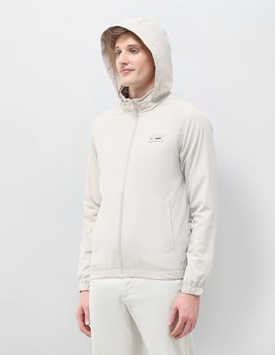 U.S. POLO ASSN. Mens Transitional Jacket With Conceled Hood Full Sleeve Jackets (USJCKS031_Ecru_L)