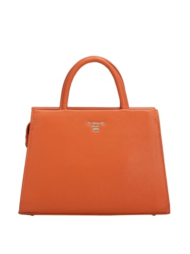 Da Milano Genuine Leather Orange Satchel (Small) (01685OL)