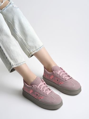 Shoetopia Women’s Peach Casual Sneakers | Lace-Up Low-Top Shoes with Cushioned Sole | Trendy Daily Footwear Walking Shoes EU39
