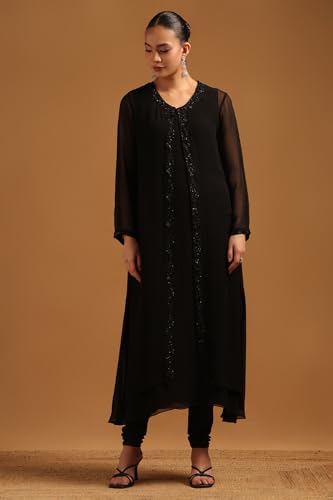 Soch Womens Black Georgette Salwar Suit With Beads