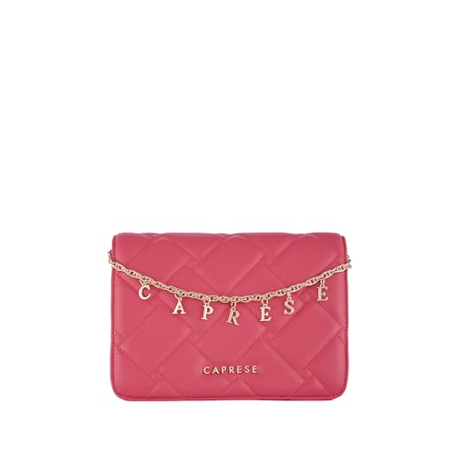 Caprese Winter Medium Sling Bag for Women with Adjustable & Detachable Strap | Multi‑Compartment Shoulder Bag with Zipper & Magnetic Button Closure Letter Chain Charm (Fuchsia)