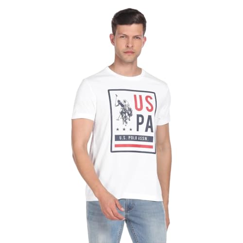 U.S. Polo Assn. Brand Print Crew Neck T-Shirt White