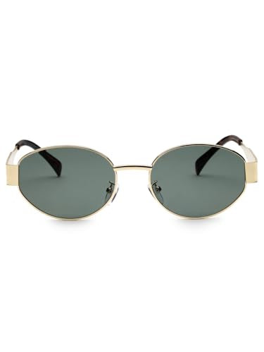 Vibe lens by HASHTAG EYEWEAR Retro Oval Sunglasses for Women | UV400 Protection Shades | Lightweight Metal Frame | Vintage Style Eyewear | Classic Elegant Design